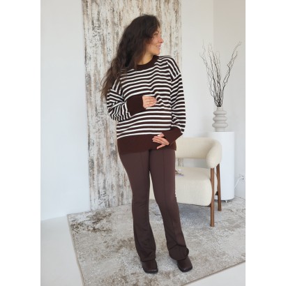 Брюки клеш для беременных дайвинг на флисе HN Коричневый 